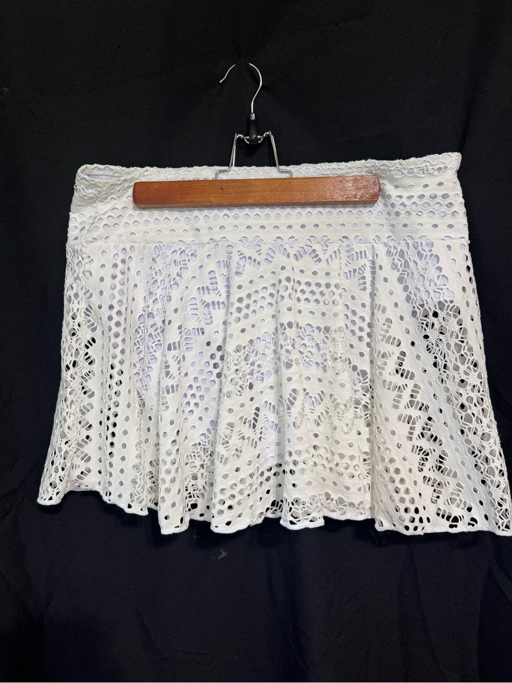 White Crochet A-Line Women's Skirt
